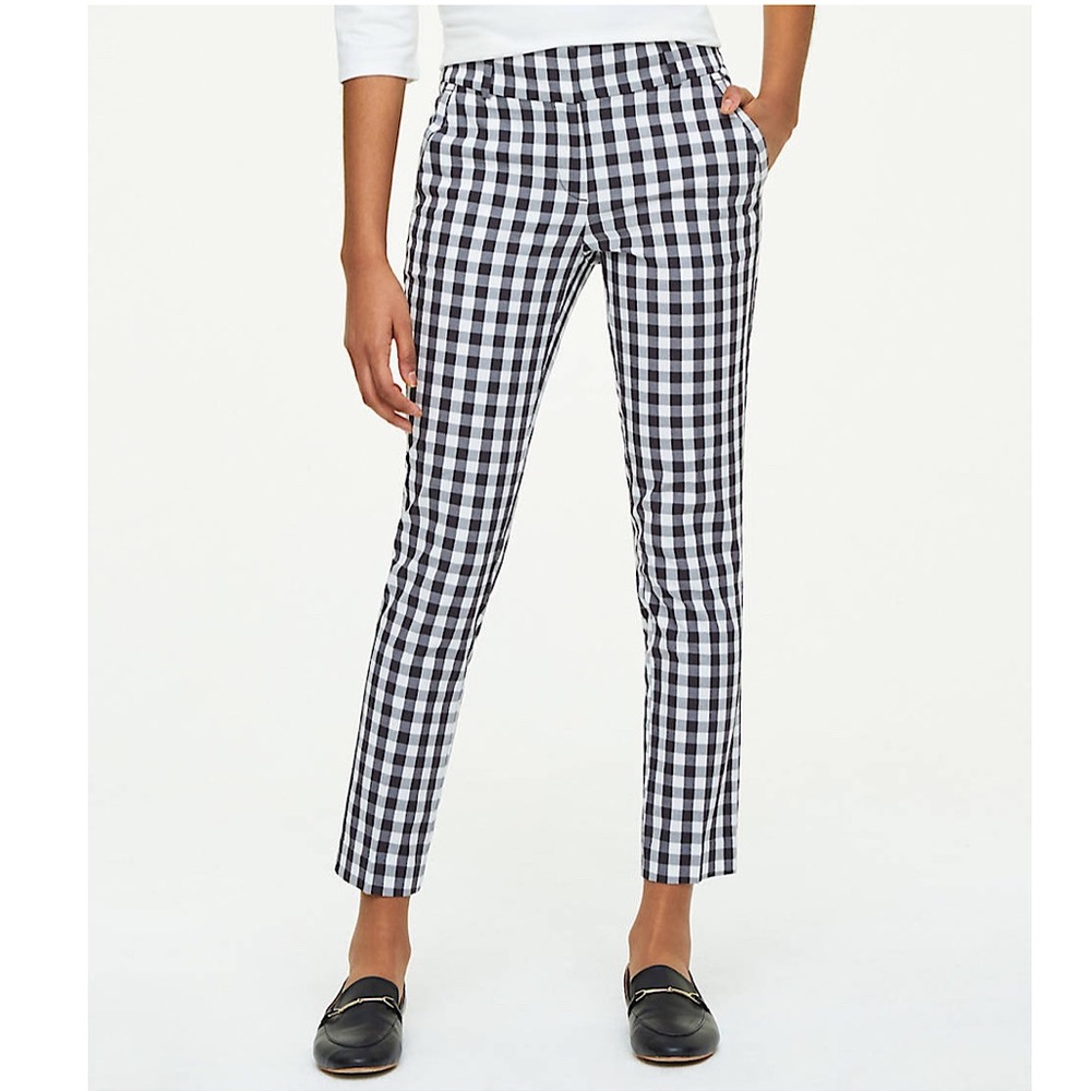 Loft Petite Modern Gingham Ankle Pants